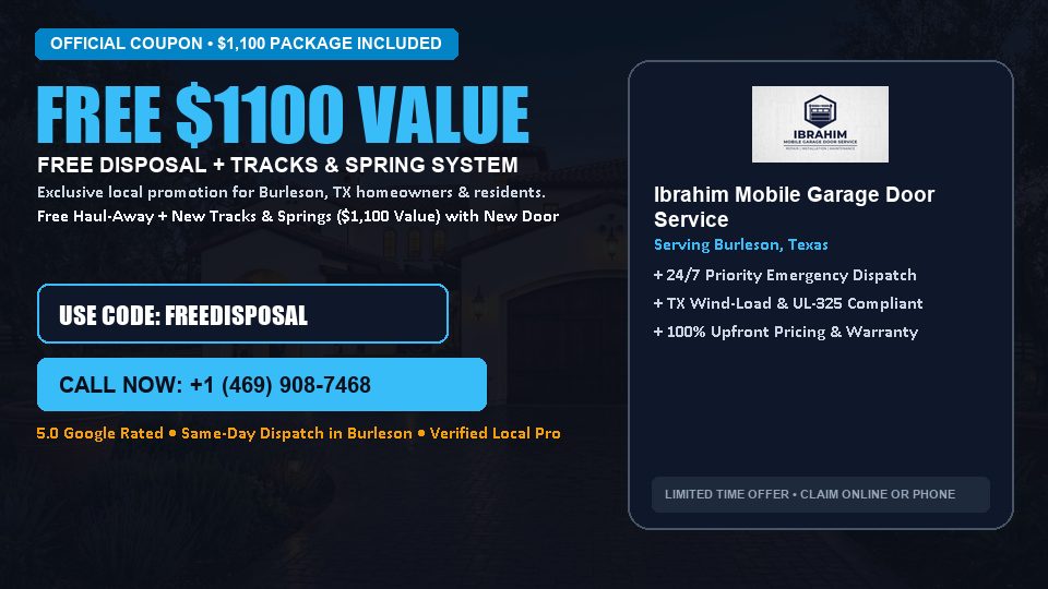 FREE Old Door Haul-Away & Heavy-Duty Tracks in Burleson, TX - Ibrahim Mobile Garage Door Service