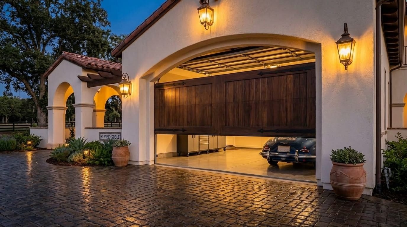 Ibrahim Mobile Garage Door Service Garage Door Gliding Open Revealing Warm Illuminated Interior